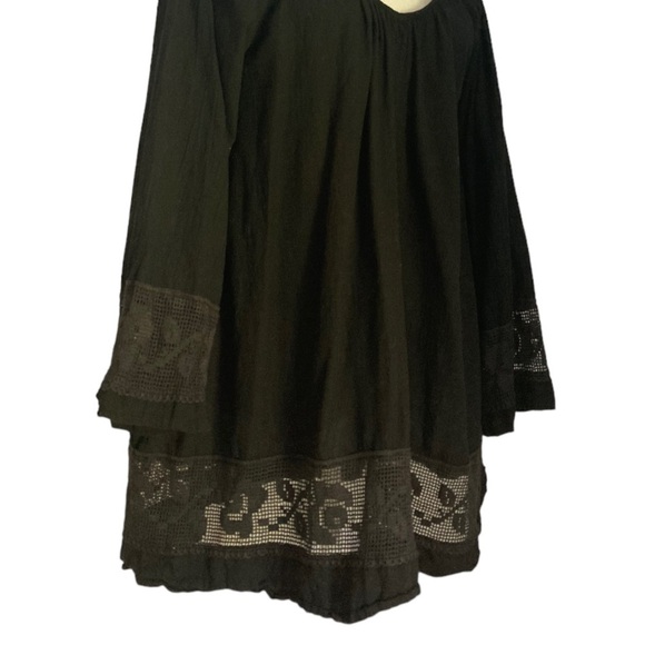 House of Woo California Tunic Blouse Top in Black Cotton Gauze with Pockets - Picture 7 of 9